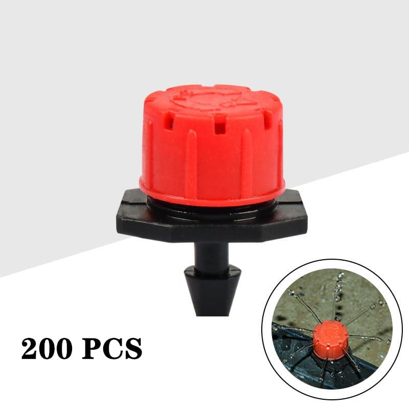 PRUNkuar 200Pcs 360 Degree Adjustable Irrigation Drippers Sprinklers, 1/4 Inch Emitters Drip for Watering System - Image 2